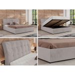 Łóżko tapicerowane GALA CLASSIC 140x200 - materac multipocket - jasnoszary, plusz