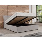 Łóżko tapicerowane GALA CLASSIC 160x200 - materac multipocket - jasnoszary, plusz