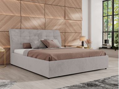 Łóżko tapicerowane GALA CLASSIC 180x200 - materac multipocket - jasnoszary, plusz