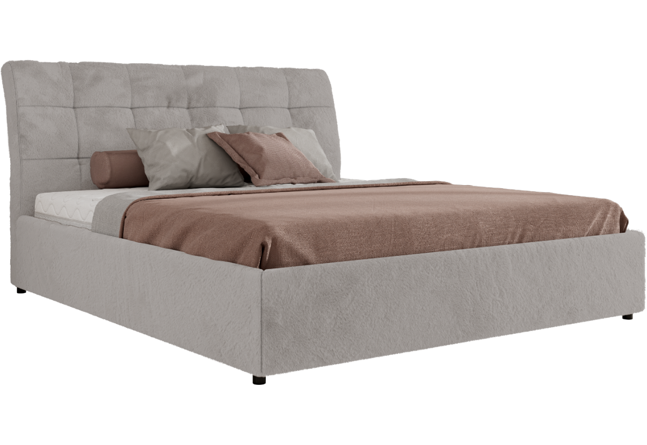 Łóżko tapicerowane GALA CLASSIC 180x200 - materac multipocket - jasnoszary, plusz