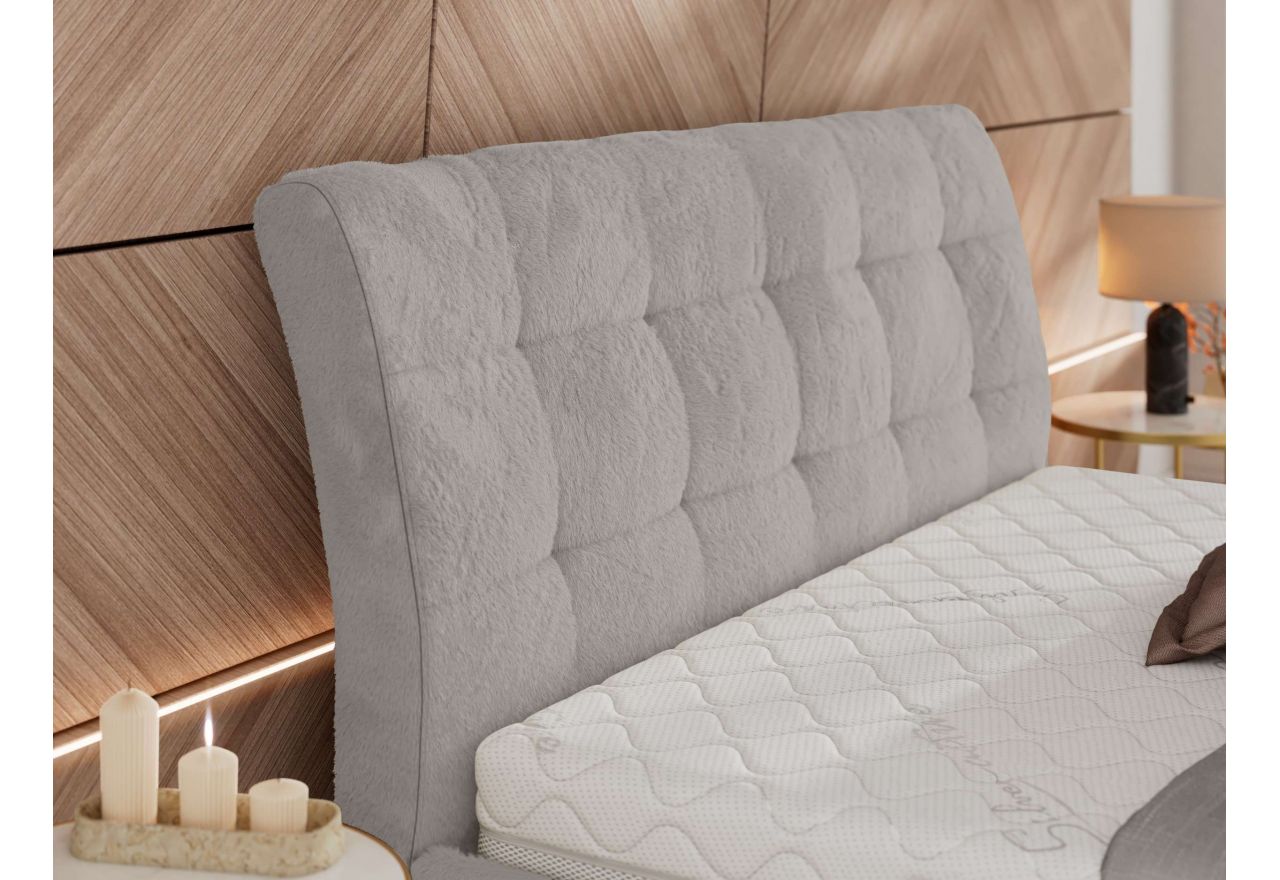 Łóżko tapicerowane GALA CLASSIC 180x200 - materac multipocket - jasnoszary, plusz