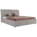 Łóżko tapicerowane GALA CLASSIC 200x200 - materac multipocket - jasnoszary, plusz