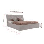 Łóżko tapicerowane GALA CLASSIC 200x200 - materac multipocket - jasnoszary, plusz