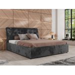 Łóżko tapicerowane GALA CLASSIC 140x200 - materac multipocket - ciemnoszary, plusz