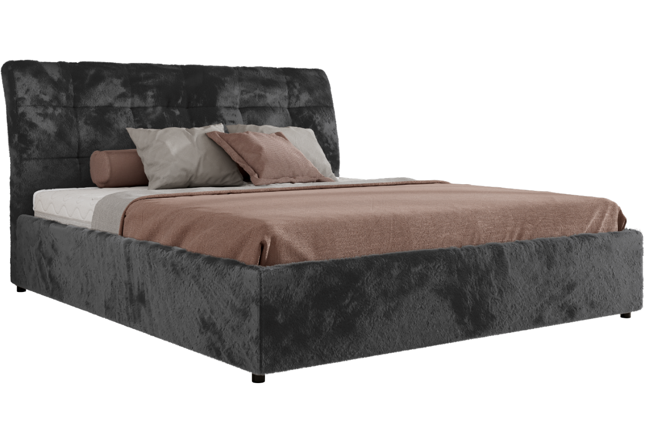 Łóżko tapicerowane GALA CLASSIC 140x200 - materac multipocket - ciemnoszary, plusz