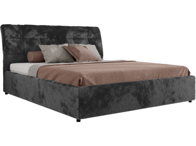 Łóżko tapicerowane GALA CLASSIC 160x200 - materac multipocket - ciemnoszary, plusz