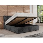 Łóżko tapicerowane GALA CLASSIC 160x200 - materac multipocket - ciemnoszary, plusz