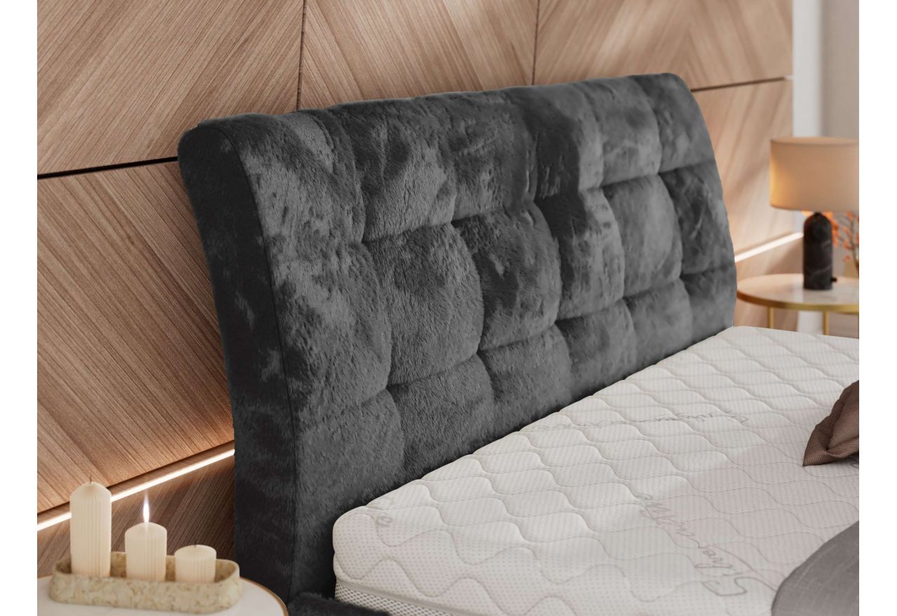 Łóżko tapicerowane GALA CLASSIC 160x200 - materac multipocket - ciemnoszary, plusz