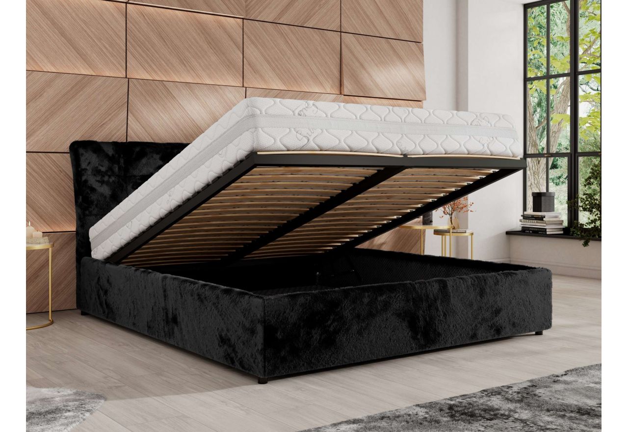 Łóżko tapicerowane GALA CLASSIC 200x200 - czarny, plusz