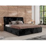 Łóżko tapicerowane GALA CLASSIC 180x200 - materac piankowy - czarny, plusz