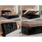 Łóżko tapicerowane GALA CLASSIC 140x200 - materac pocket - czarny, plusz