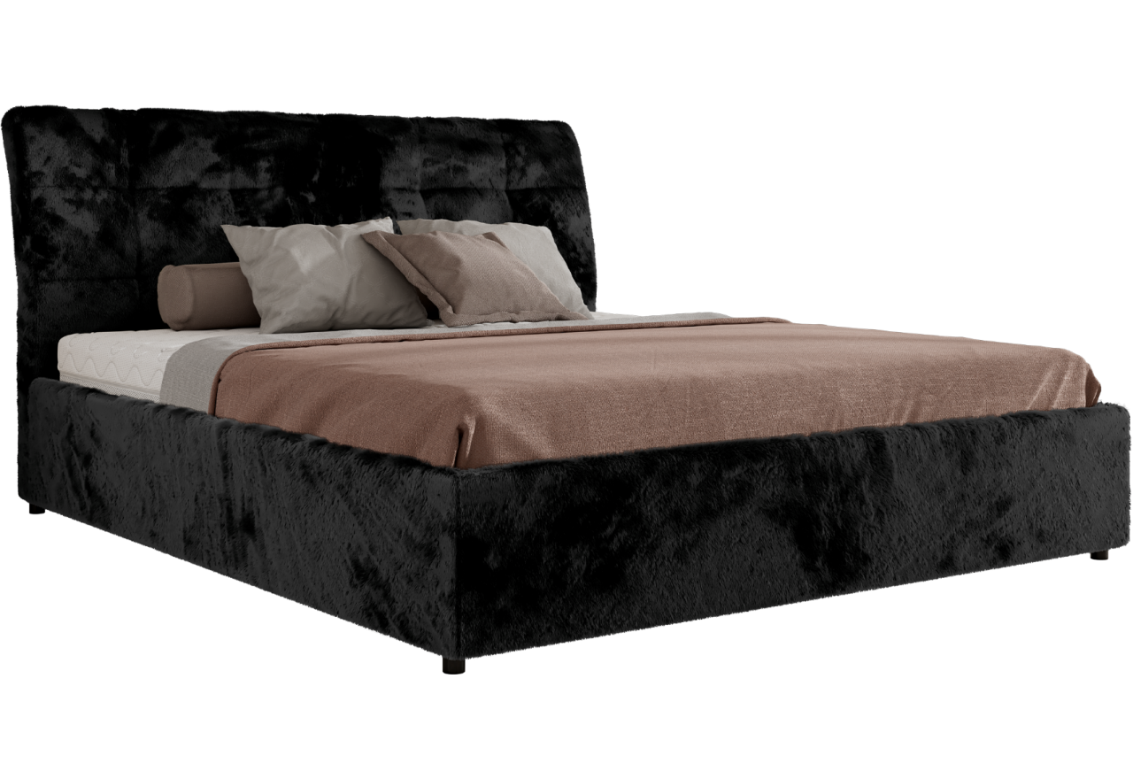 Łóżko tapicerowane GALA CLASSIC 160x200 - materac pocket - czarny, plusz