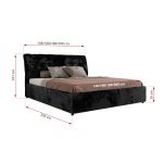 Łóżko tapicerowane GALA CLASSIC 160x200 - materac pocket - czarny, plusz