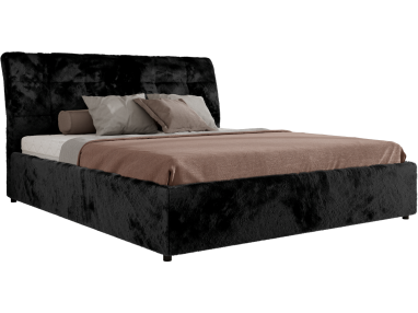 Łóżko tapicerowane GALA CLASSIC 180x200 - materac pocket - czarny, plusz