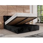 Łóżko tapicerowane GALA CLASSIC 180x200 - materac pocket - czarny, plusz