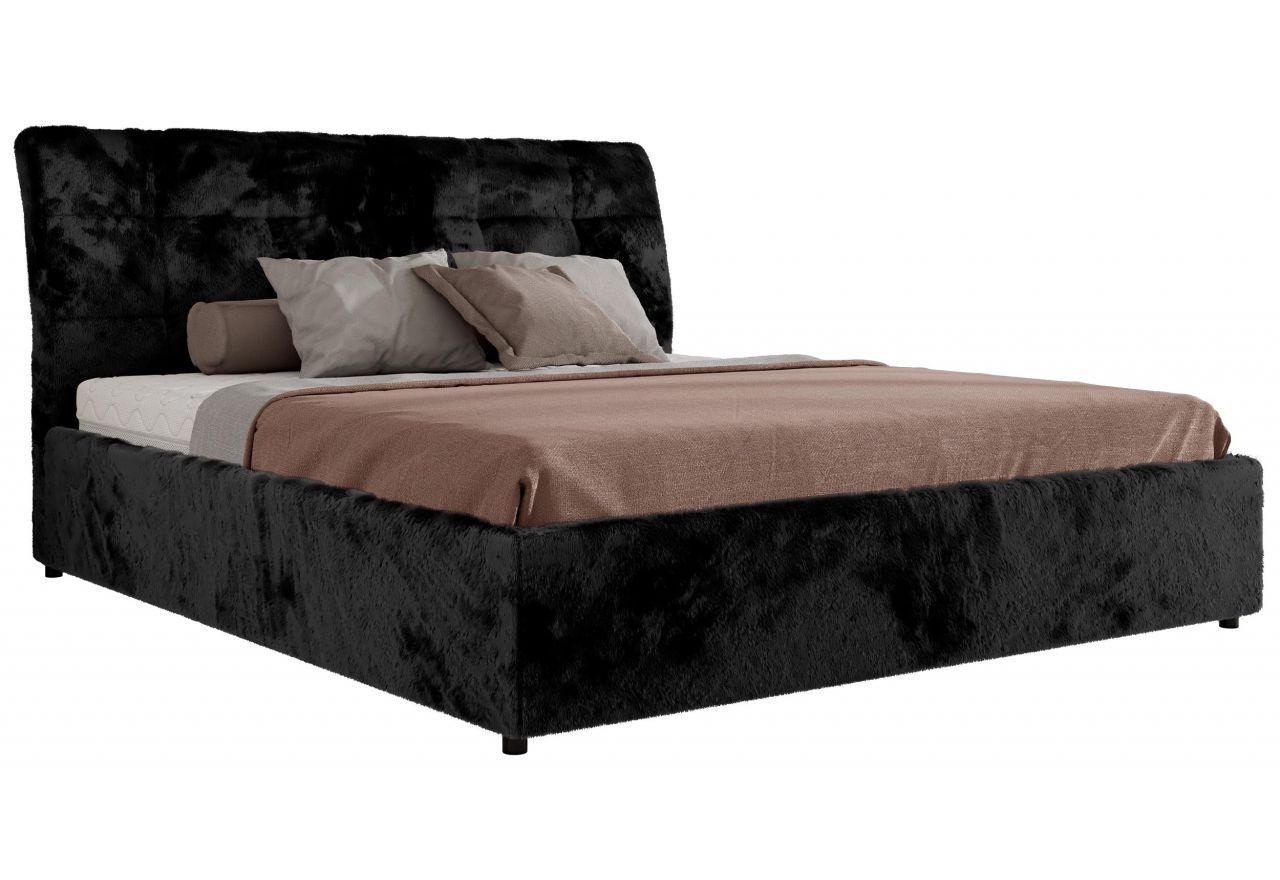Łóżko tapicerowane GALA CLASSIC 140x200 - materac multipocket - czarny, plusz