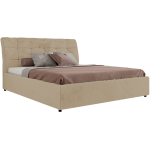 Łóżko tapicerowane GALA CLASSIC 140x200 - materac pocket - kremowy, plusz