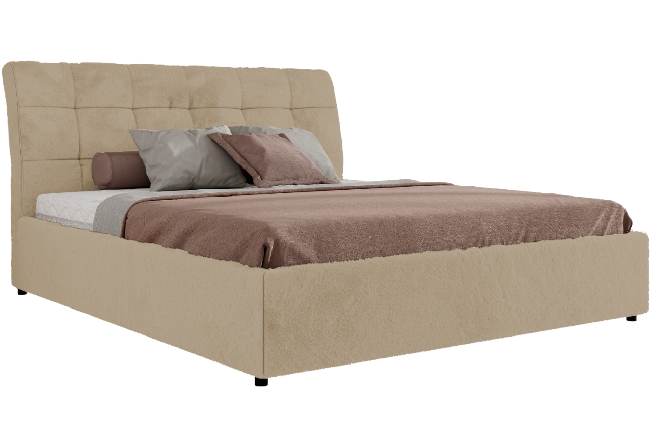 Łóżko tapicerowane GALA CLASSIC 160x200 - materac multipocket - kremowy, plusz