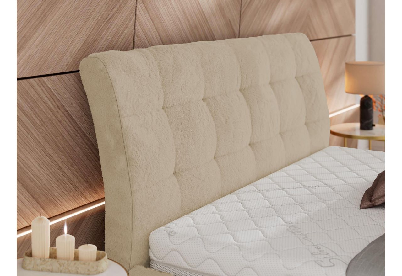 Łóżko tapicerowane GALA CLASSIC 180x200 - materac multipocket - kremowy, plusz