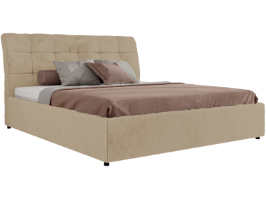 Łóżko tapicerowane GALA CLASSIC 200x200 - materac multipocket - kremowy, plusz