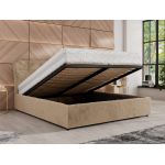Łóżko tapicerowane GALA CLASSIC 180x200 - materac piankowy - beżowy, plusz