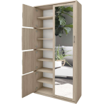 Nowoczesna garderoba z głębokimi półkami i lustrem do pokoju - MKS Dąb Sonoma, 95 cm