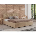 Łóżko tapicerowane GALA CLASSIC 180x200 - materac multipocket - beżowy, plusz