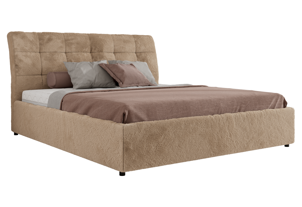 Łóżko tapicerowane GALA CLASSIC 180x200 - materac multipocket - beżowy, plusz