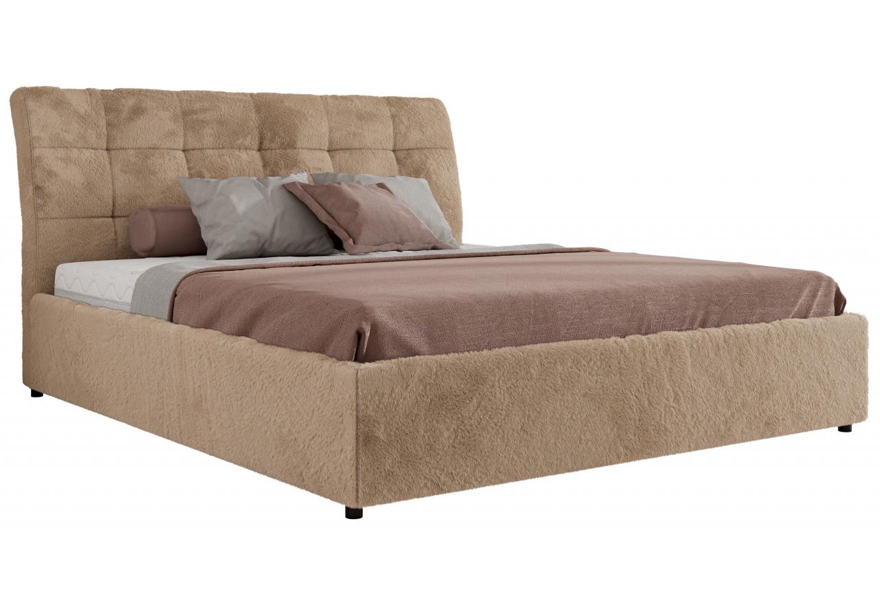 Łóżko tapicerowane GALA CLASSIC 200x200 - materac multipocket - beżowy, plusz