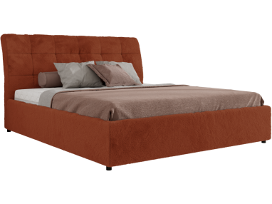 Łóżko tapicerowane GALA CLASSIC 180x200 - materac piankowy - pomarańczowy, plusz