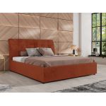 Łóżko tapicerowane GALA CLASSIC 180x200 - materac pocket - pomarańczowy, plusz