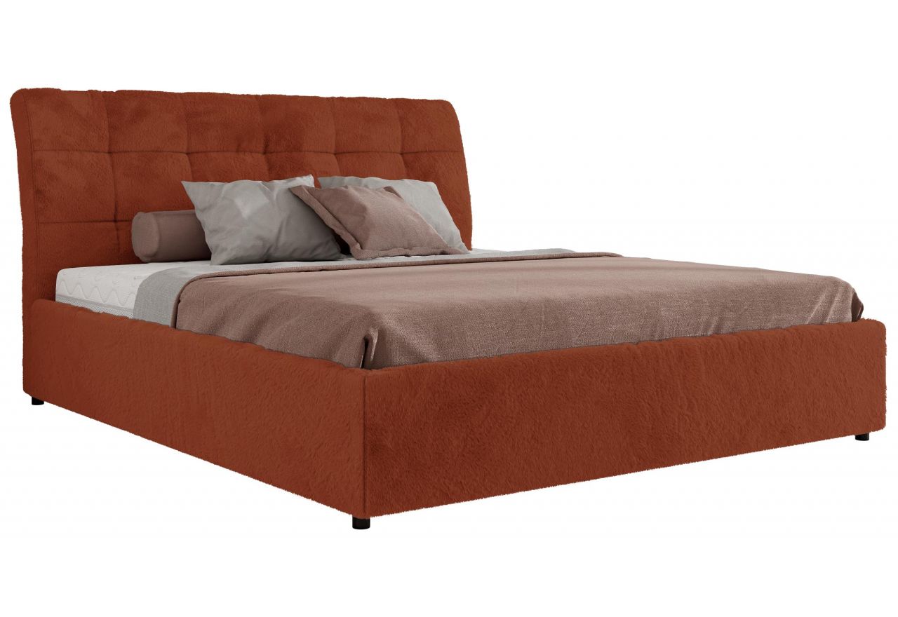 Łóżko tapicerowane GALA CLASSIC 200x200 - materac pocket - pomarańczowy, plusz