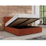 Łóżko tapicerowane GALA CLASSIC 140x200 - materac multipocket - pomarańczowy, plusz