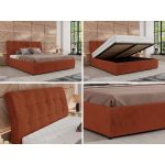 Łóżko tapicerowane GALA CLASSIC 140x200 - materac multipocket - pomarańczowy, plusz