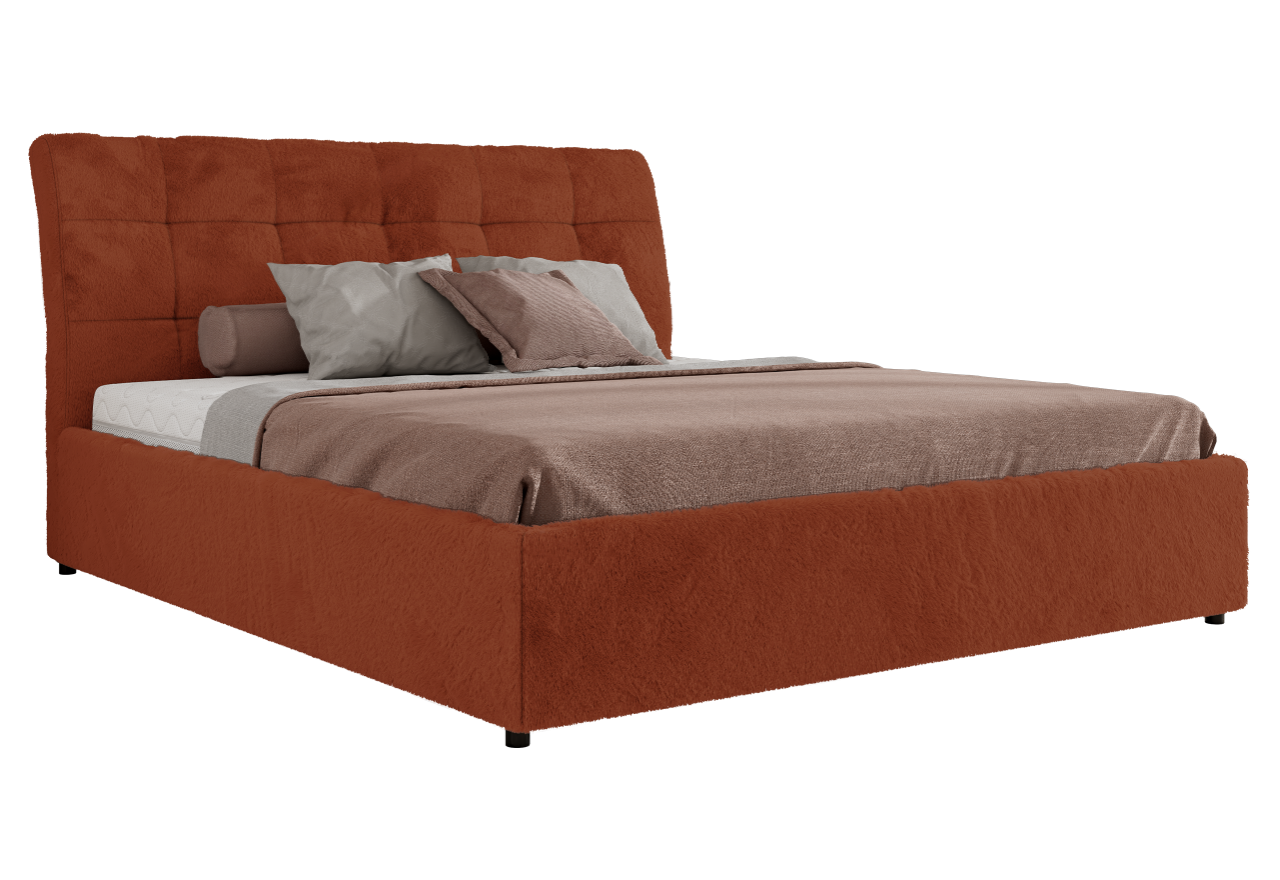 Łóżko tapicerowane GALA CLASSIC 200x200 - materac multipocket - pomarańczowy, plusz