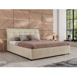 Łóżko tapicerowane GALA CLASSIC 160x200 - materac multipocket - beżowy, welwet
