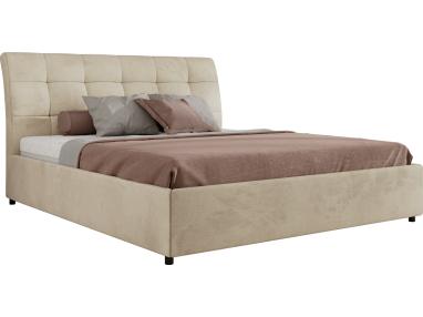 Łóżko tapicerowane GALA CLASSIC 160x200 - materac multipocket - beżowy, welwet