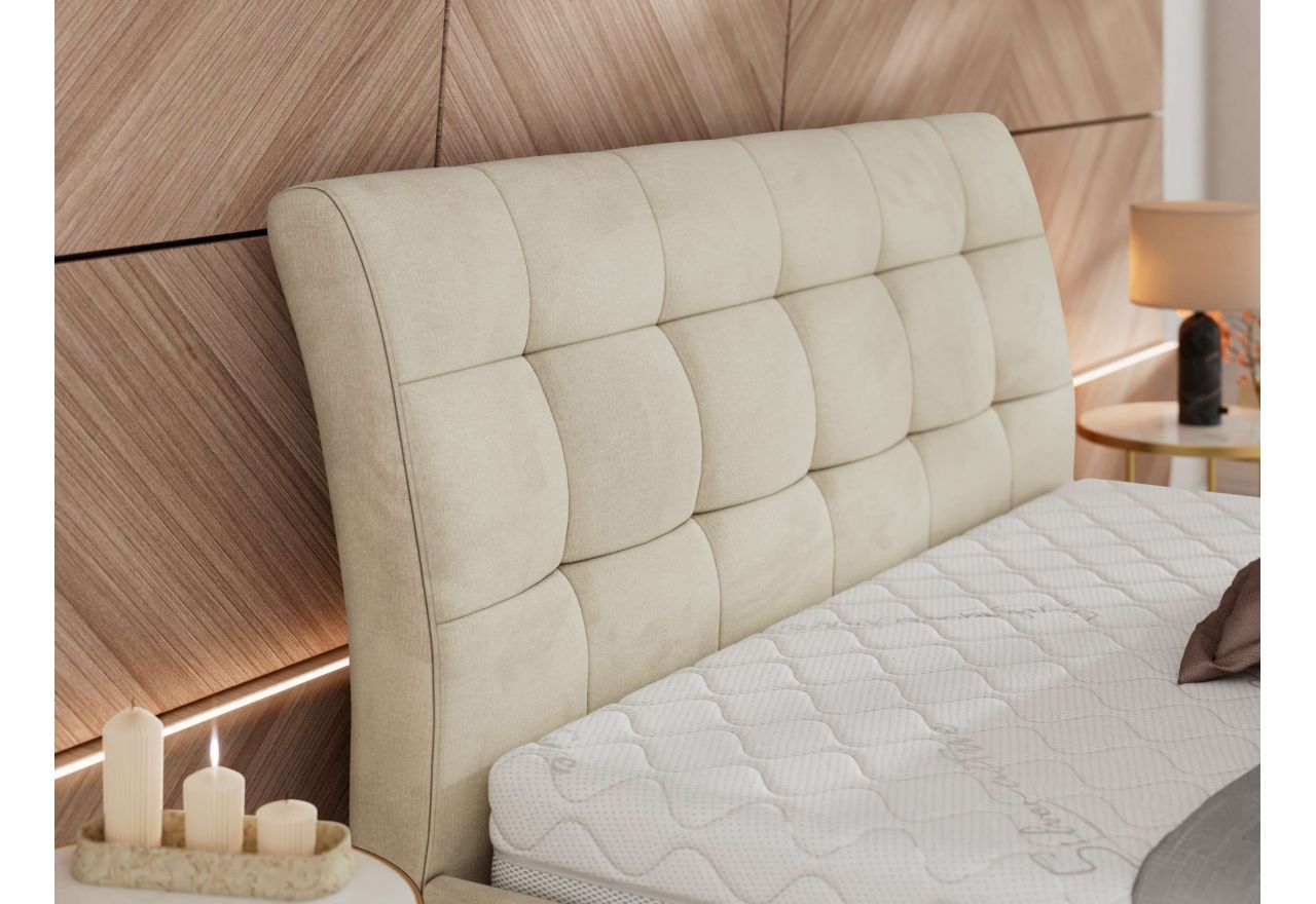 Łóżko tapicerowane GALA CLASSIC 160x200 - materac multipocket - beżowy, welwet