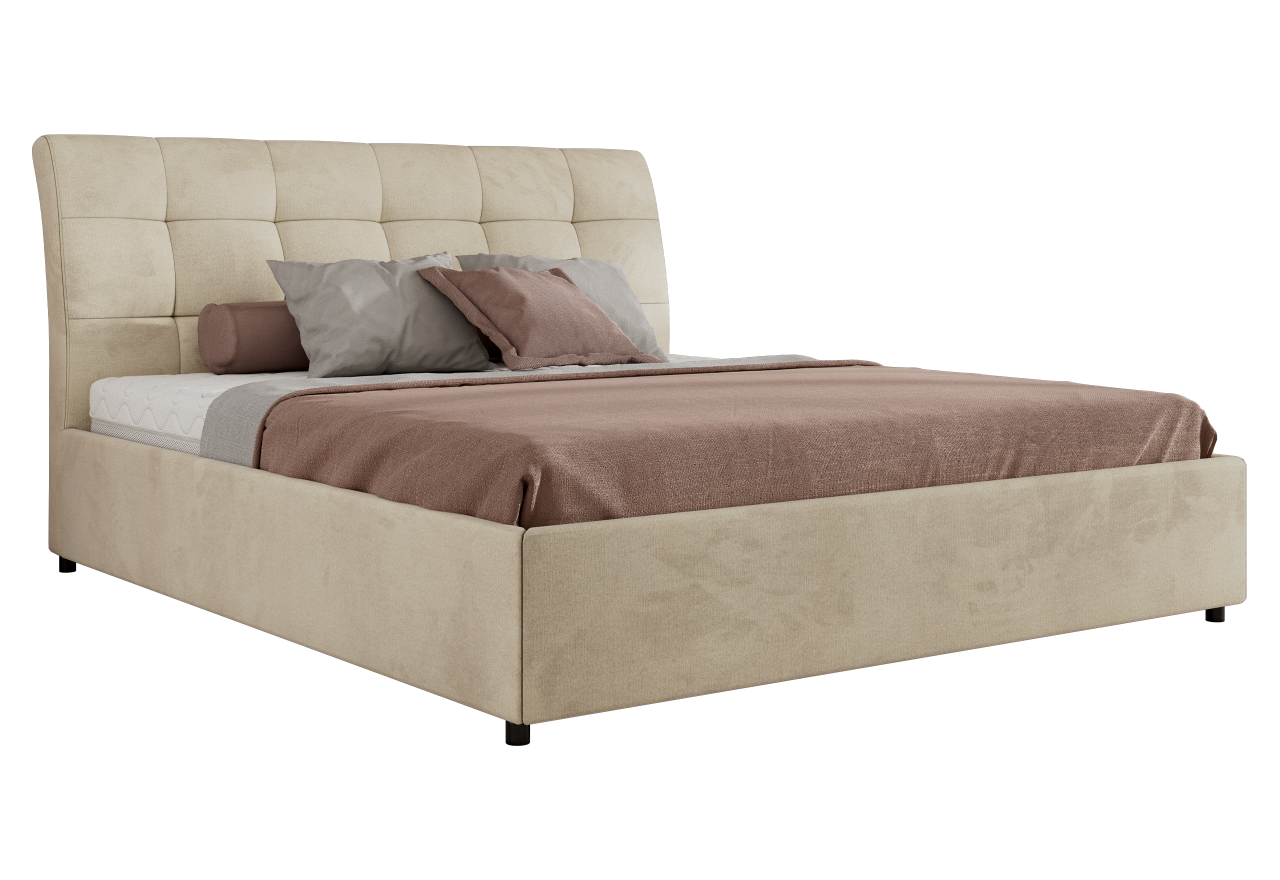 Łóżko tapicerowane GALA CLASSIC 180x200 - materac multipocket - beżowy, welwet