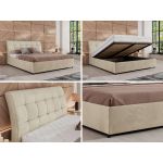 Łóżko tapicerowane GALA CLASSIC 180x200 - materac multipocket - beżowy, welwet