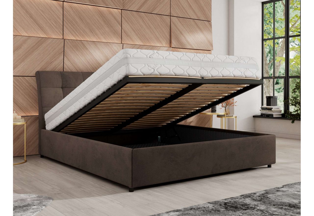 Łóżko tapicerowane GALA CLASSIC 180x200 - brązowy, welwet
