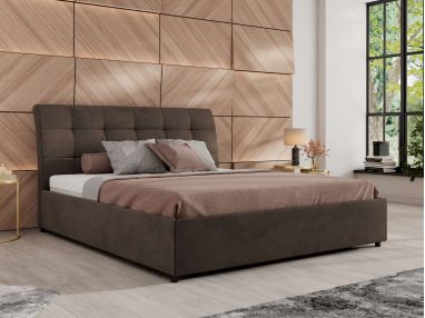Łóżko tapicerowane GALA CLASSIC 180x200 - materac pocket - brązowy, welwet