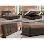 Łóżko tapicerowane GALA CLASSIC 180x200 - materac pocket - brązowy, welwet