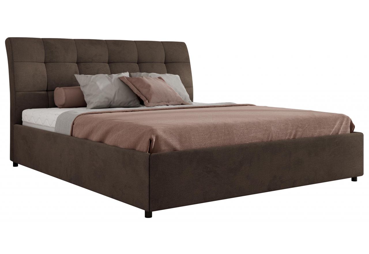 Łóżko tapicerowane GALA CLASSIC 140x200 - materac multipocket - brązowy, welwet