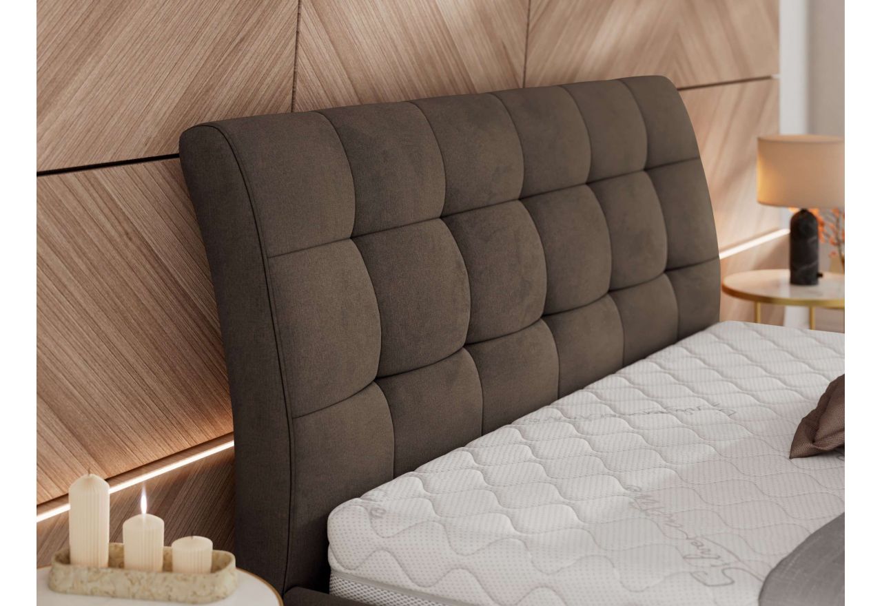 Łóżko tapicerowane GALA CLASSIC 160x200 - materac multipocket - brązowy, welwet