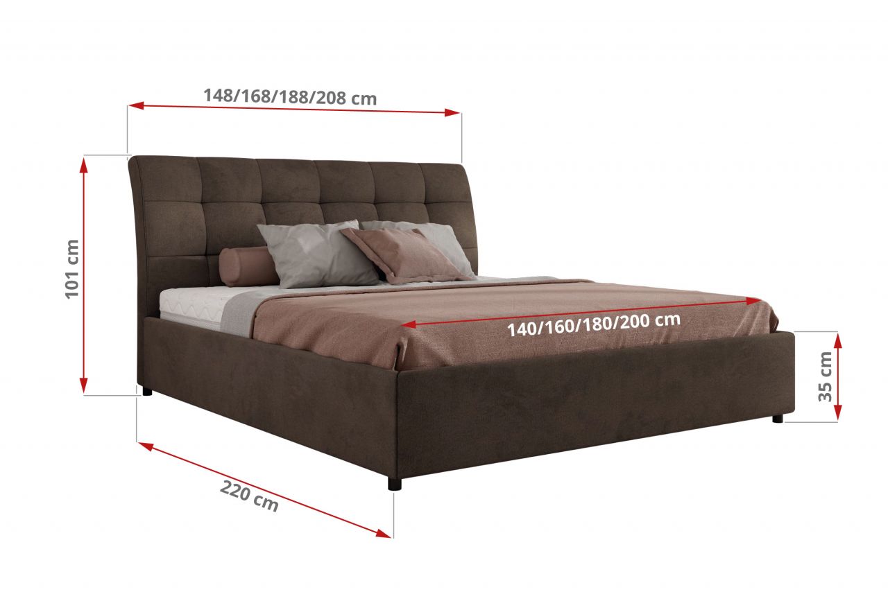 Łóżko tapicerowane GALA CLASSIC 160x200 - materac multipocket - brązowy, welwet