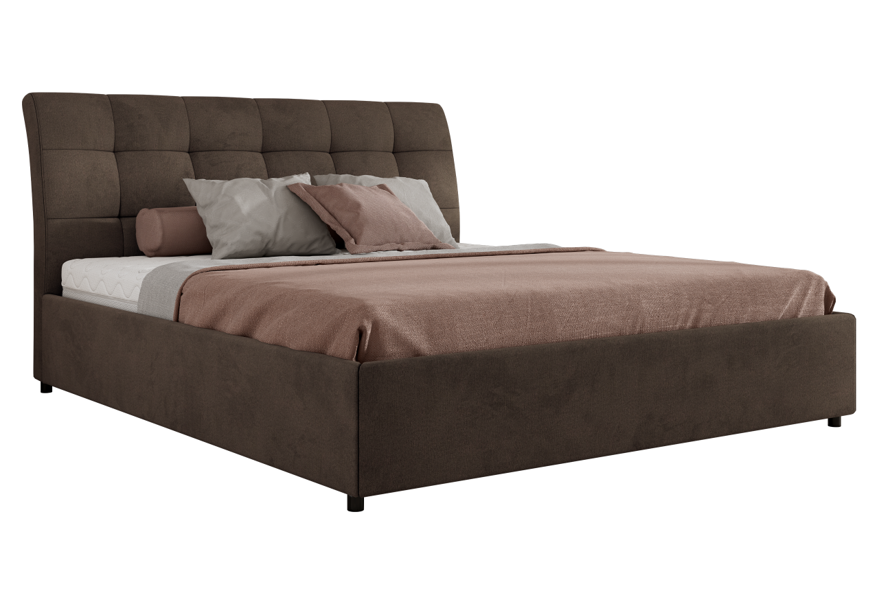 Łóżko tapicerowane GALA CLASSIC 180x200 - materac multipocket - brązowy, welwet