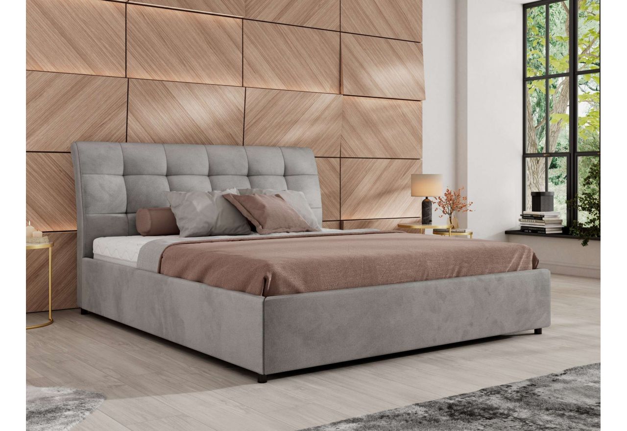 Łóżko tapicerowane GALA CLASSIC 160x200 - jasnoszary, welwet