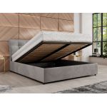 Łóżko tapicerowane GALA CLASSIC 160x200 - materac piankowy - jasnoszary, welwet