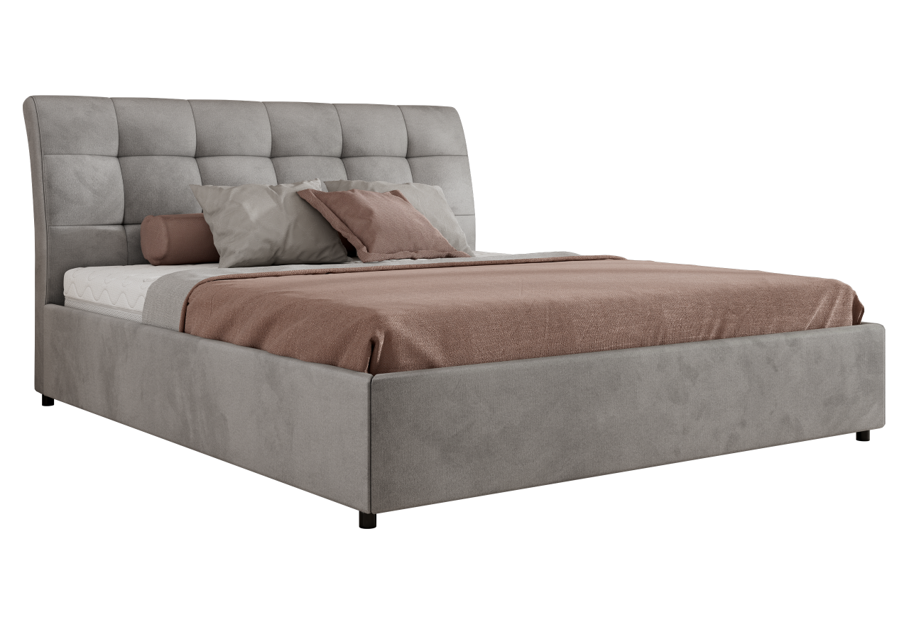 Łóżko tapicerowane GALA CLASSIC 180x200 - materac pocket - jasnoszary, welwet